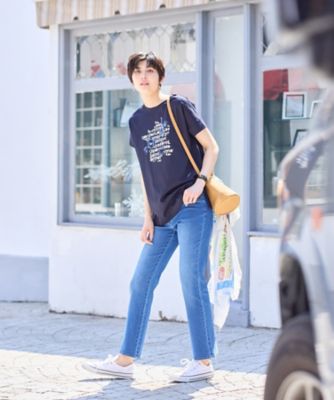 ストレッチ】花刺繍ウォッシュデニムパンツ | CARA O CRUZ (Women