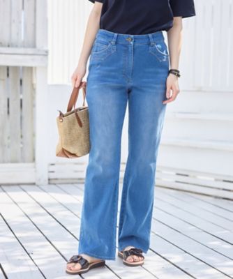 ＜CARA O CRUZ (Women)＞花刺繍ウォッシュデニムパンツ