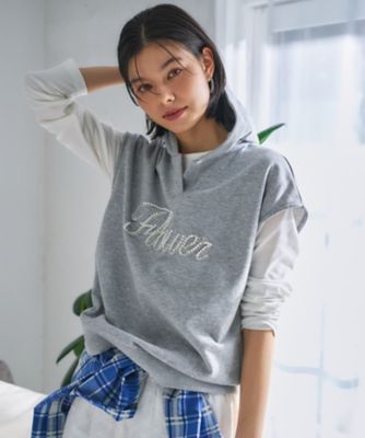 PGロゴ刺繍2weyフード付き中綿ベスト ロゴ刺繍フード付きベスト | CARA O CRUZ (Women)/キャラ・オ・クルス
