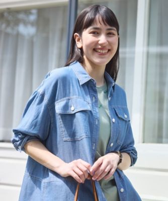 洗える チュニックのウルトラライトオンデニムシャツ | CARA O CRUZ