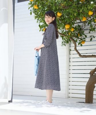 美品Pal'las Palace リネン100% 小柄花 長袖シャツワンピース 小花柄シャツワンピース | CARA O CRUZ (Women)/キャラ・オ・クルス