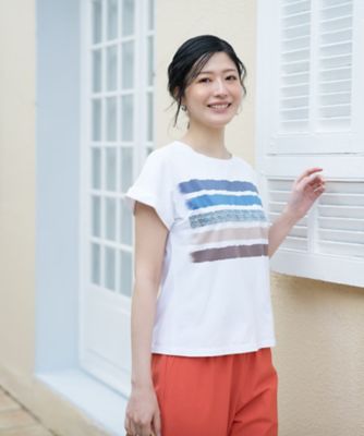 ＜CARA O CRUZ (Women)＞洗える　マルチボーダーＴシャツ【ＭＵＳＥＴＴＩ】