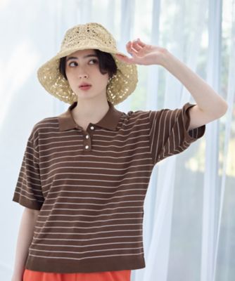 ＜CARA O CRUZ (Women)＞ボーダーニットポロシャツ