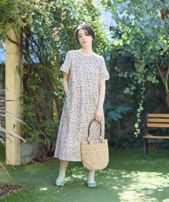 こ*こ様 レトロフラワークロッシーワイヤーワンピースベージュ水着(9M)➕パフス 洗える フラワーワンピース【CoC by CARA O CRUZ