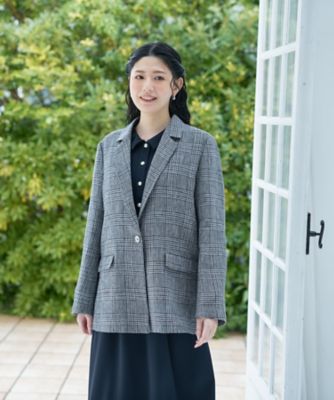 麻のチェック柄 テーラードジャケット | CARA O CRUZ (Women)/キャラ