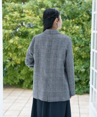 麻のチェック柄 テーラードジャケット | CARA O CRUZ (Women)/キャラ