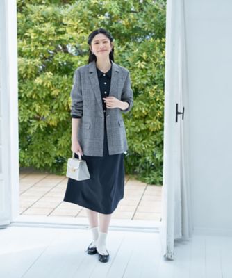 麻のチェック柄 テーラードジャケット | CARA O CRUZ (Women)/キャラ