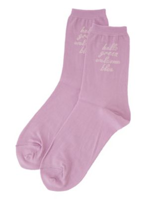 ＜CARA O CRUZ (Women)＞メッセージ刺繍クルーソックス