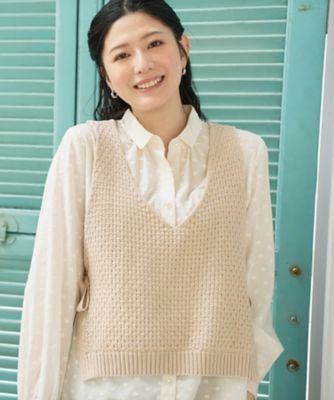 Vネックのニットベスト | CARA O CRUZ (Women)/キャラ・オ・クルス 