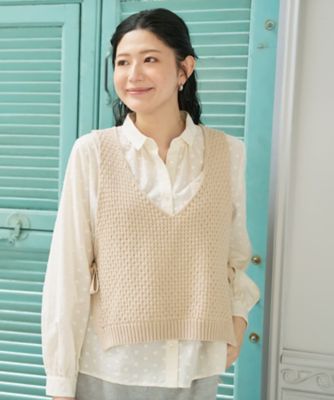 Vネックのニットベスト | CARA O CRUZ (Women)/キャラ・オ・クルス