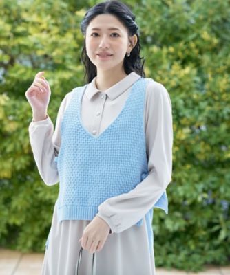 Vネックのニットベスト | CARA O CRUZ (Women)/キャラ・オ・クルス 