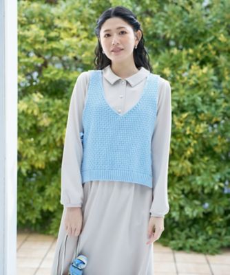 Vネックのニットベスト | CARA O CRUZ (Women)/キャラ・オ・クルス