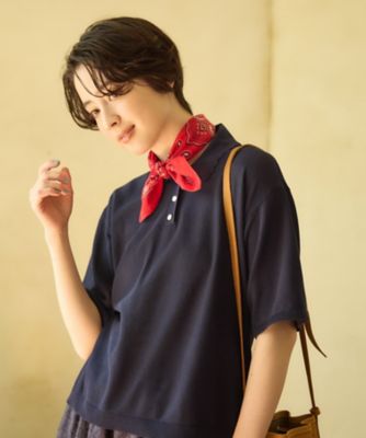 ＜CARA O CRUZ (Women)＞スカラップ襟ニットポロシャツ