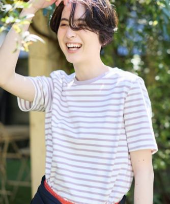 ＜CARA O CRUZ (Women)＞接触冷感　洗える　ボーダーＴシャツ【ＣｏＣ　ｂｙ　ＣＡＲＡ　Ｏ　ＣＲＵＺ】