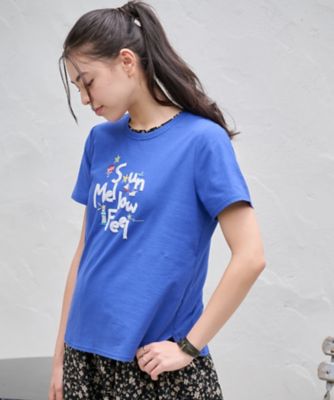 接触冷感】刺繍クルーネックTシャツ | CARA O CRUZ (Women)/キャラ 