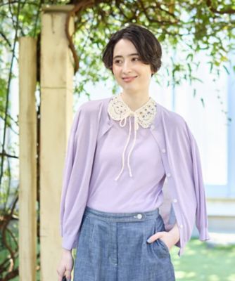 ＜CARA O CRUZ (Women)＞接触冷感　クルーネックカーディガン【セットアップ】