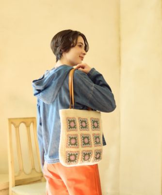 グラニースクエアモチーフ ラフィアモチーフトートバック グラニースクエアモチーフ トートバッグ | CARA O CRUZ (Women)/キャラ