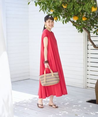 総丈95 裾長180 EMBA ミンク ロング XL ボリューム袖 肘周50 洗える ロングフレアワンピース | CARA O CRUZ (Women)/キャラ・オ