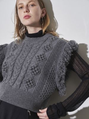 ELENDEEK フリンジニットベスト　グレー FRINGE KNIT VEST | ELENDEEK/エレンディーク