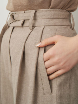 EENK BELTED TUCK PANTS インク ベルトタック パンツ IVORY ボリュームタックパンツ
