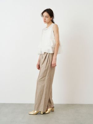 EENK BELTED TUCK PANTS インク ベルトタック パンツ IVORY BELT SET TUCK WIDE PT | ELENDEEK/エレン