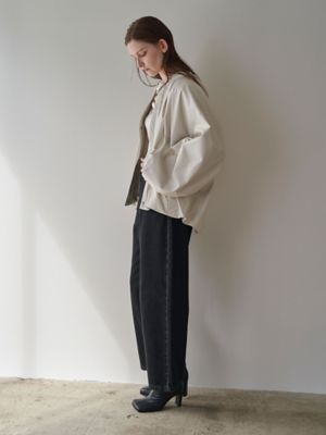 ELENDEEK エレンディーク　フォーレザータックジャケット　ブラック FAUX LEATHER TUCK JK | ELENDEEK/エレンディーク