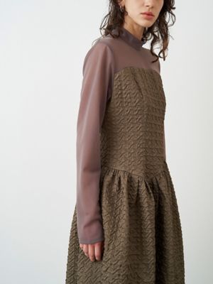 【SALE】ELENDEEK/エレンディーク SHEER DOCKING GATHER OP ベージュ ワンピース・ドレス【三越伊勢丹/公式】