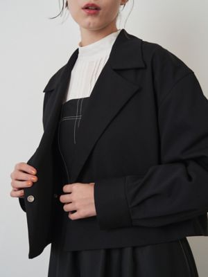ELENDEEK エレンディーク　フォーレザータックジャケット　ブラック FAUX LEATHER TUCK JK | ELENDEEK/エレンディーク