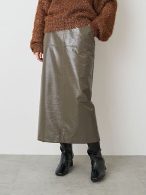 ⭐️新品未使用⭐️Heve Tuck Flare Leatherスカート ENAMEL FAUX LEATHER I－LINE SK | ELENDEEK