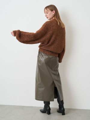 ⭐️新品未使用⭐️Heve Tuck Flare Leatherスカート ENAMEL FAUX LEATHER I－LINE SK | ELENDEEK