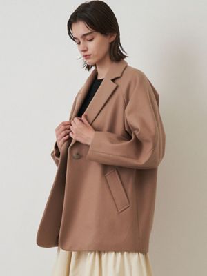ELENDEEK ノーカラーコート コート フォルムショートウール