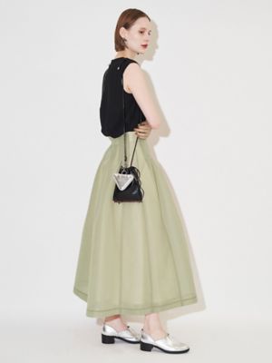 新品✨24AW ELENDEEK メッシュボンディングフレアードスカートブラック ELENDEEK スカート メッシュボンディングフレア―ドスカート