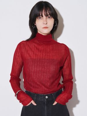 ELENDEEK/エレンディーク HIGH NECK SHEER RIB KT レッド トップス【三越伊勢丹/公式】