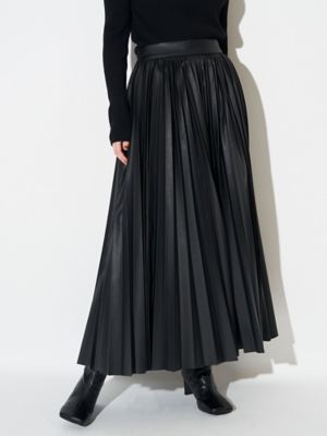 ELENDEEK/エレンディーク FAUX LEATHER PLEATS SK ブラック ロングスカート【三越伊勢丹/公式】