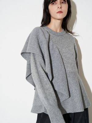 ELENDEEK　フリル ニット プルオーバー ウール　グレー　立体　変形 Sustainableフリルニットプルオーバー(ニット)｜トップス｜SNIDEL