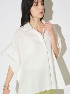 25SS 美品 ELENDEEK スキッパーブラウス ボリュームスリーブ 白 