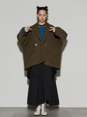 UN3D. ドルマンミドルウールコート カーキ 36 DOLMAN