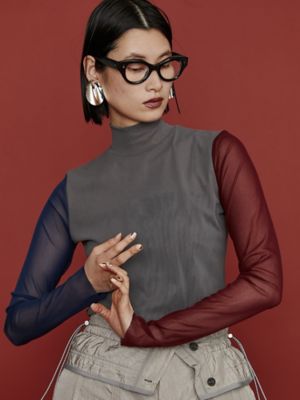 ＣＯＬＯＲ　ＢＬＯＣＫ　ＴＵＬＬＥ　ＴＯＰ