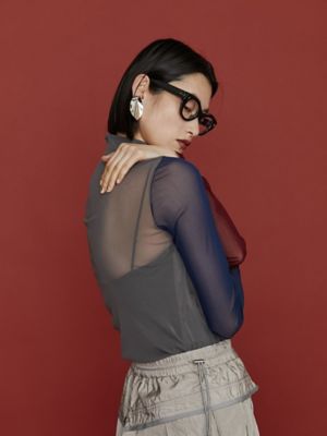 ＣＯＬＯＲ　ＢＬＯＣＫ　ＴＵＬＬＥ　ＴＯＰ