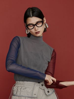 ＣＯＬＯＲ　ＢＬＯＣＫ　ＴＵＬＬＥ　ＴＯＰ