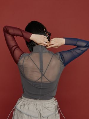 ＣＯＬＯＲ　ＢＬＯＣＫ　ＴＵＬＬＥ　ＴＯＰ