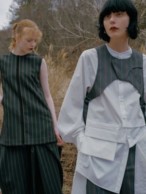 ＭＵＬＴＩ　ＰＩＮＳＴＲＩＰＥ　ＳＨＯＲＴ　ＶＥＳＴ【セットアップ着用可能】