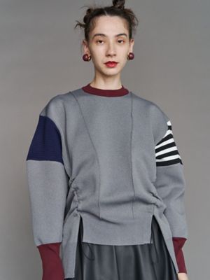 UN3D./アンスリード SIDE GATHER KNIT TOP【セットアップ着用可能】