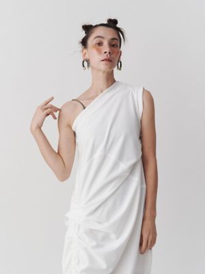 【morumoru】UN3D. LINE ART ONE SHOULDER TUCK GATHER ONE SHOULDER OP | UN3D./アンス