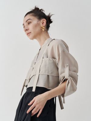 【un3d.】バルーンスリーブ ジャケット　ベージュ BUSTIER LAYERED SHORT SH | UN3D./アンス