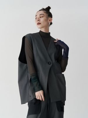 ＨＡＬＦ　ＢＩ－ＣＯＬＯＲ　ＳＬＥＥＶＥ　ＴＵＬＬＥ　ＴＯＰ