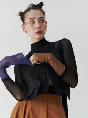 ＨＡＬＦ　ＢＩ－ＣＯＬＯＲ　ＳＬＥＥＶＥ　ＴＵＬＬＥ　ＴＯＰ