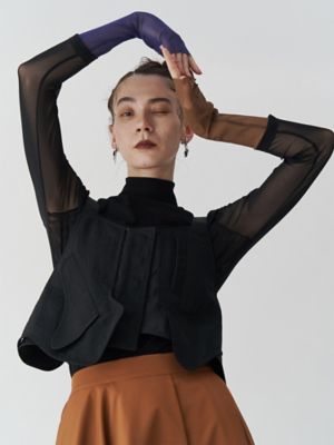 ＨＡＬＦ　ＢＩ－ＣＯＬＯＲ　ＳＬＥＥＶＥ　ＴＵＬＬＥ　ＴＯＰ