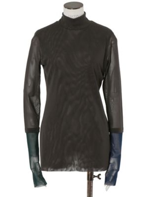 ＨＡＬＦ　ＢＩ－ＣＯＬＯＲ　ＳＬＥＥＶＥ　ＴＵＬＬＥ　ＴＯＰ