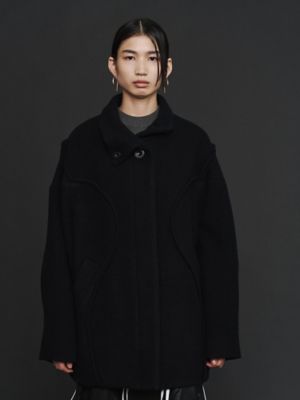 UN3D./アンスリード WOOL WAVE LINE COCOON CT ブラック アウター【三越伊勢丹/公式】